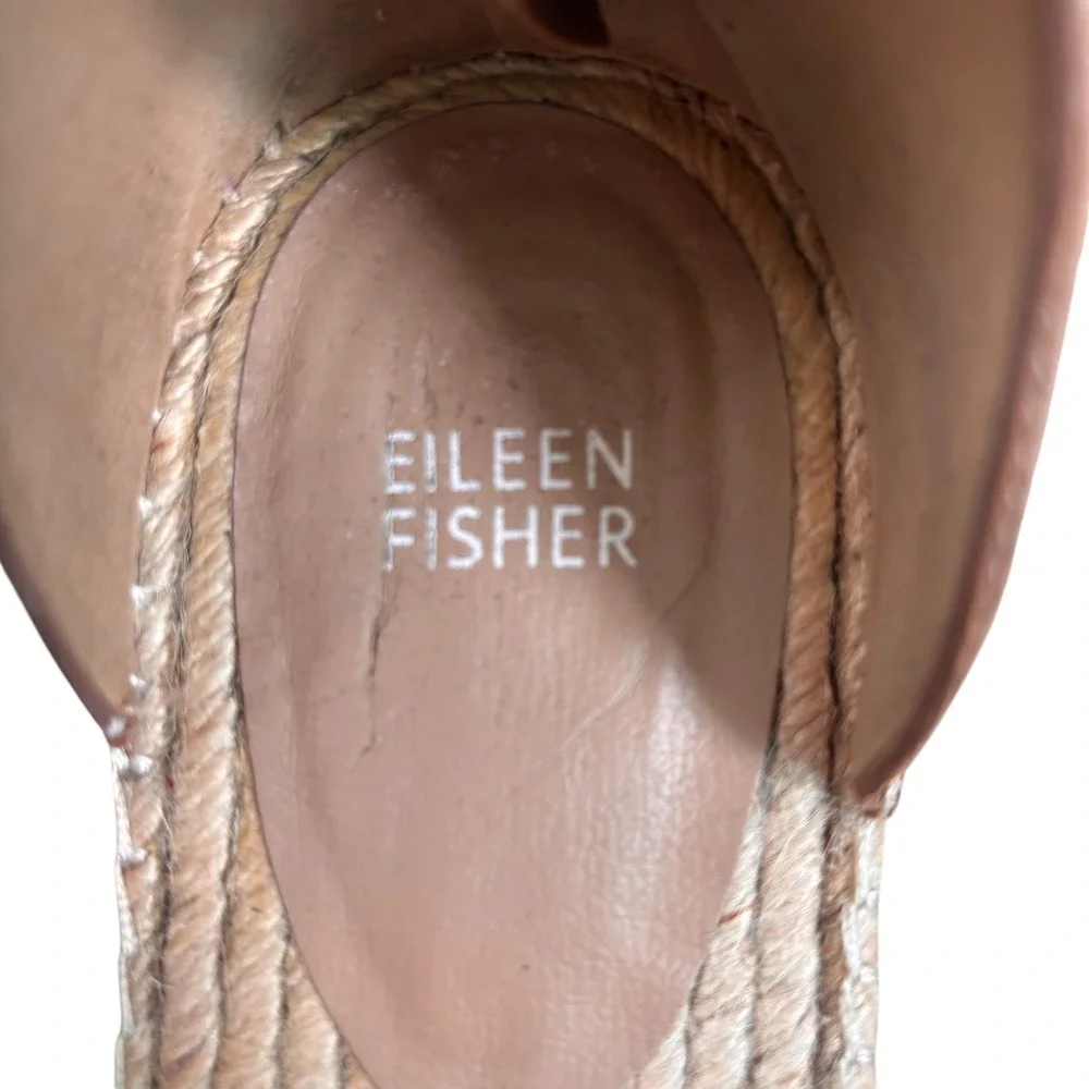 Eileen Fisher Womens Metallic Bronze Leather Ankle Strap Espadrille Sandals 11